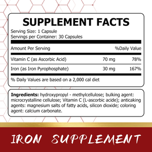 Private Label Iron Capsules with Vitamin C Contains Essential Nutrients That Help Boost Energy Supports Daily Energy Clarity - Product Image 2