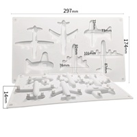 Moule en silicone rectangulaire classique populaire 6 en 1 pour décoration de gâteaux, pâtisseries et fondants, motif avion 3D brillant