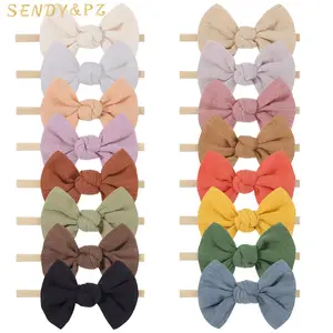 Customized Solid Color Baby Nylon Bows Hairbands Multicolor Girls Bowknot High Quality Headwear