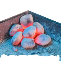 Charbon de bois en briquettes de coque de noix de coco de forme oreiller, fabriqué à la machine, vert feu, blanc cendre, du fabricant vietnamien, 3-4 heures