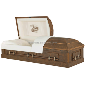 Ataúd Funerario de Madera de Roble con Acabado Mate Color Roble Oscuro y Terciopelo Almendrado, Herrajes de Aleación de Zinc - Precio de Fábrica - Product Image 5