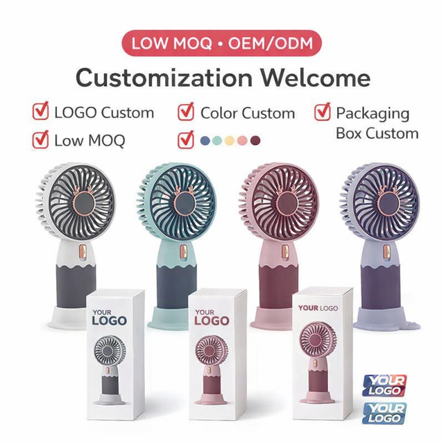 New Handheld Mini Charging Fan Silent High Wind Power Summer Portable Desktop Mobile Phone Stand Ultra-long Battery Life