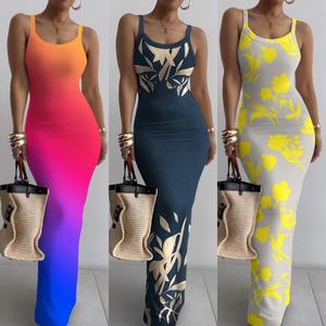 Abito Lungo da Donna Elegante a Tinta Unita con Spalline <span class=keywords><strong>Taglie</strong></span> <span class=keywords><strong>Forti</strong></span> Casual Sexy Economico Aderente Maxi - Product Image 2