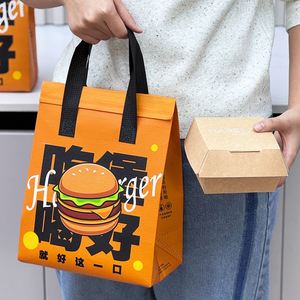 Emballage personnalisé pour hamburgers, desserts et plats à emporter, en non-tissé durable, isolé thermiquement, avec logo imprimé sur feuille d'aluminium. - Product Image 5