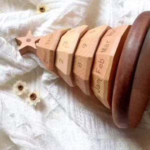 Calendario Natalizio in Legno Transfrontaliero, Arredamento per la Casa, Conto alla Rovescia per il Nuovo Anno, Albero di Natale Decorativo Perpetuo Rotante da Scrivania - Product Image 1