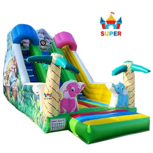 Tobogán Inflable Doble con Diseño de Animales de la Selva Tropical (Elefante, <span class=keywords><strong>León</strong></span>, Cebra) para Fiestas y Alquiler Comercial - Product Image 1
