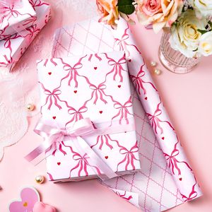 Yarcony Pink <b>Wrapping</b> <b>Paper</b> Roll Reversible Bow Quilted Design 46.8 Sq Ft Gift Craft Baby Shower Birthday Wedding Bridal Shower - Product Image 2