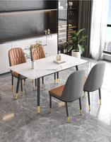 Ensemble table à manger moderne de luxe en marbre chaises rembourrées pour la maison cuisine restaurant bar avec panneau élégant design en bois