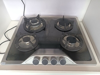 Cuisinière encastrable professionnelle à gaz 4 brûleurs en acier inoxydable et fonte émaillée avec protection anti-extinction de flamme