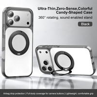 Coque de téléphone portable antichoc magnétique en alliage d'aluminium avec support rotatif à 360 degrés, en acrylique transparent + TPU 2,5 mm pour iPhone 18 17 16