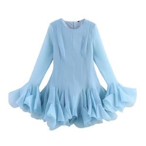 Vestido Casual de Verano Estilo Europeo Americano con Cuello Redondo, Mini Vestido con Volantes de Encaje, Transpirable y Natural para Mujer - Product Image 5