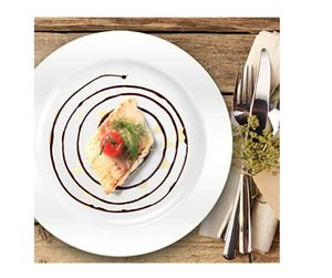 Assiette à gâteau ronde jetable <span class=keywords><strong>en</strong></span> <span class=keywords><strong>plastique</strong></span> rigide PS écologique BST 7.5 10.25 pouces, blanche, pour la restauration occidentale et les fêtes - Product Image 2