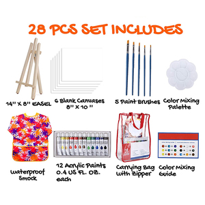 28 pièces de dessins de <span class=keywords><strong>peinture</strong></span> acrylique toile EASEL Art Painting Set, adapté à l'artiste enfants toile chevalet <span class=keywords><strong>peinture</strong></span> Set - Product Image 2