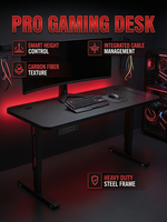 Bureau debout extensible en acier inoxydable AOR, design moderne pour le bureau et le gaming, plateau de qualité E0, facilement transportable, commande directe usine, protection contre la surchauffe
