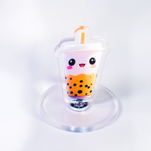 Hanxin Cute Milk Tea Cup Theme Efecto <span class=keywords><strong>de</strong></span> corte láser en capas Pantalla <span class=keywords><strong>DE</strong></span> ARTE Personalización Puede girar Soporte <span class=keywords><strong>de</strong></span> animación acrílica - Product Image 2