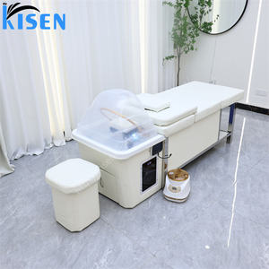 KISEN <span class=keywords><strong>Lit</strong></span> de lavage de cheveux de luxe moderne avec réservoir d'eau de 90 litres, fonction spa et massage, équipement de salon de coiffure avec chauffe-eau intégré - Product Image 1