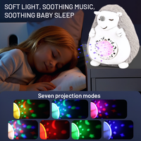Peluche musical apaisante hérisson pour bébé, jouet en peluche doux avec lumière de projection pour le sommeil