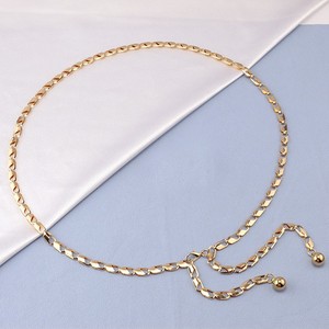 Cadena de cintura ajustable con gancho metálico para mujer, estilo europeo americano, de aleación de zinc dorada, cinturón decorativo de moda para uso diario. - Product Image 4