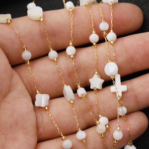Collar de Perlas de Imitación con Forma de Corazón y Cadena Hecha a Mano con Conchas Marinas Naturales, Chapado en Oro de 18k, Acero de Titanio, Unisex, a la Moda - Product Image 2