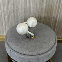 Bague double boule en argent sterling faite à la main, texture texturée, pour femme, luxe léger, design simple et original, haut de gamme
