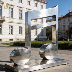 Escultura de <span class=keywords><strong>Nota</strong></span> <span class=keywords><strong>Musical</strong></span> Grande de Acero Inoxidable RELONG, Estatua de Símbolo de <span class=keywords><strong>Sol</strong></span> de Metal, Estilo Moderno Abstracto para Exteriores - Product Image 4