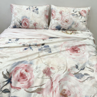 Produk Sprei Jual Langsung Pengerjaan Berkualitas Tinggi dan Bahan Sutra Latar Belakang Putih dengan Bordir Bermotif