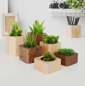 Ustom-maceta <span class=keywords><strong>de</strong></span> <span class=keywords><strong>madera</strong></span> maciza para flores, soporte para bolígrafos, decoración <span class=keywords><strong>de</strong></span> escritorio para el hogar - Product Image 2