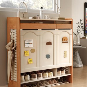 Zapatero de madera maciza de gran capacidad que ahorra espacio para la entrada del hogar, el vestíbulo o el pasillo. - Product Image 1