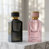 Flacon de parfum de style nouveau, en verre noir et rose, vide, 50 ml, flacon de parfum à fond épais avec boîte personnalisée