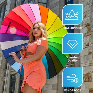 Stylish Fashionable Printed Compact Rainbow Raining Accessory Manual Auto Close Folding Umbrella for Women Men Teens Daily Use - Product Image 5