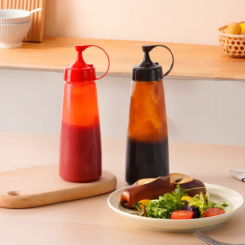 Botol semprotan plastik Remas Logo kustom Penggunaan dapur botol saus Kualitas Makanan
