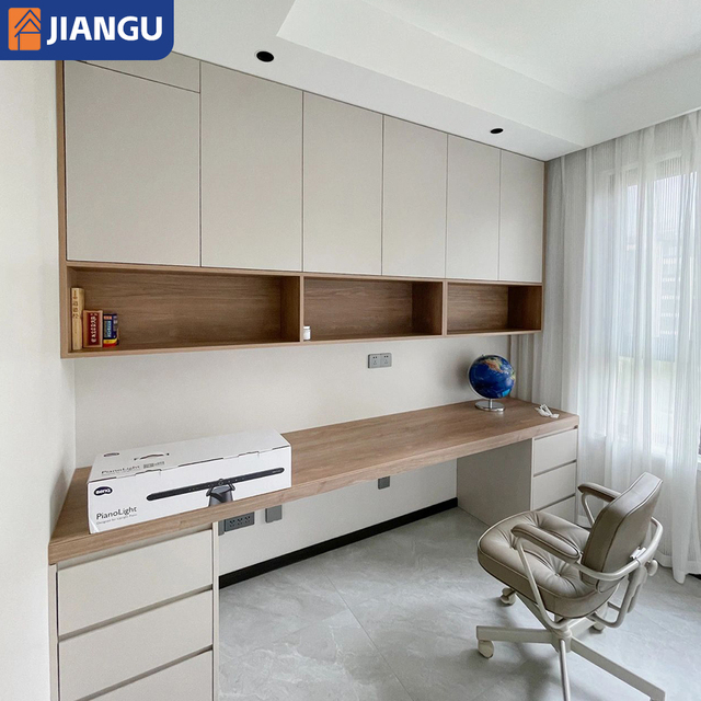 Contemporary Custom Home Office Built-in Study Desk Wall Storage Cabinet Computer Work Table