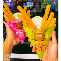Emballage alimentaire frit jetable étanche à l'huile frites Churros boîte en papier conteneurs pour crêpes, frites cônes avec poche de trempage
