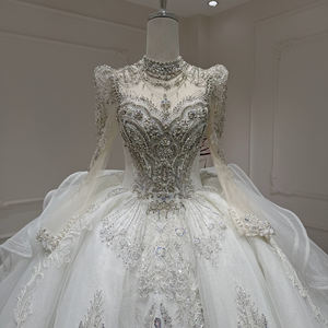 ชุดแต่งงานทรงเต่า Xx54 ประดับมุก คริสตัล แขนยาว ดีไซน์ทันสมัย คอวีแบบหวาน ยาวกรอมพื้น สง่างาม - Product Image 6