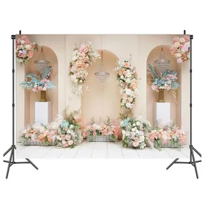 Casamento rosa Flor arqueado porta Flor Floral Wall Party Decoração Foto Backdrop Bridal Birthday Party Fundos Fotografia