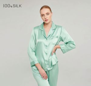 Vêtements de nuit pour femmes, pantalon à manches longues, ensemble de pyjama de luxe léger pour la maison, 100% soie - Product Image 4