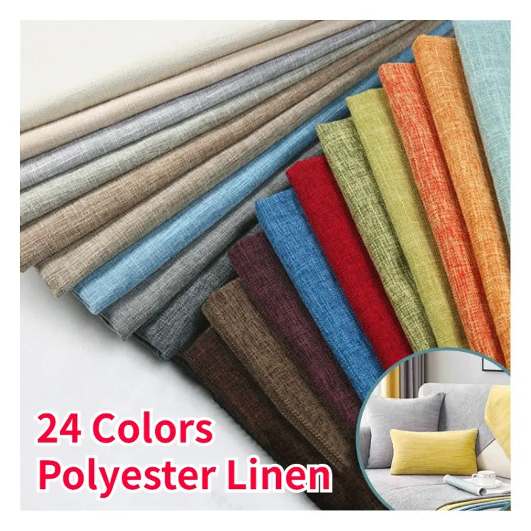 Stock 24 colori alta qualità 260gsm tappezzeria divano cotone poliestere lino tessuto
