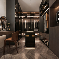 Armoire sur mesure en U, design moderne et luxueux, avec portes vitrées, pour chambre à coucher, dressing ouvert, système de rangement