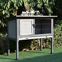 Ap02 — petite Cage de lapin rehaussée, avec toit en artsu à charnière et plateau amovible, intérieur/extérieur