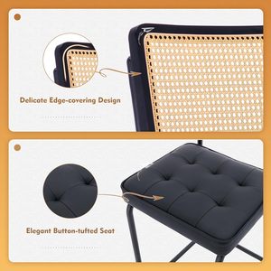Mid Century Modern Barstools <strong>Set</strong> <strong>of</strong> <strong>4</strong> PU Leather <strong>Rattan</strong> Bar Stool <strong>Chairs</strong> with Sturdy Metal Frame for Kitchen - Product Image 5