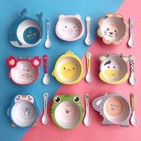 Ensemble de bols et d'ustensiles écologiques pour enfants, motif animaux mignons, pour l'alimentation des bébés, riz, soupe, aliments complémentaires