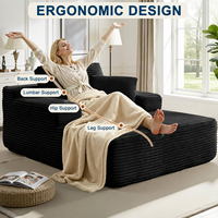 Livraison Gratuite Canapé-lit Chaise Longue en Velours Côtelé 47 pouces, Ensemble Canapé-lit Sans Armature, Canapé Nuage, Mobilier de Salon, Aucun Assemblage Requis