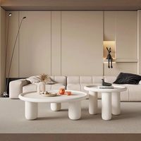 Salon noir décor nordique rond verre luxe bois ensemble moderne nuage crème Tables basses pour la maison