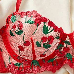 ZZYUP 6925KJN nueva llegada Popular cereza bordado señoras sujetador y bragas conjunto Sexy encaje fruta señoras Lencería conjunto ver a través de Pan - Product Image 2