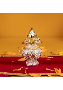 Kalash en noix de coco plaqué or et argent pour la Puja, les mariages, le Vastu, la décoration de la maison et des temples - Product Image 5