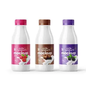 Bouteille de lait de 330 ml avec étiquette personnalisée prise en charge HPP Bouteilles en plastique de lait de yaourt blanc opaque de 11 oz avec bouchon inviolable