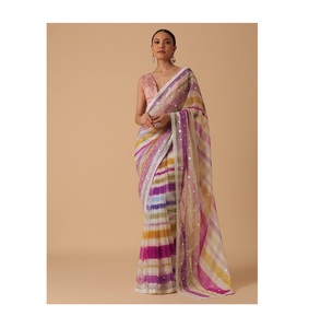 Sari en Georgette le plus vendu avec des broderies de sequins pour la collection de vêtements de soirée pour femmes, provenant d'un fournisseur indien - Product Image 1
