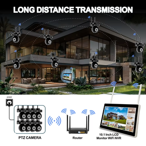 Hệ thống camera an ninh mạng CCTV <span class=keywords><strong>Wifi</strong></span> NVR với màn hình LCD <span class=keywords><strong>10</strong></span>.1 inch hỗ trợ âm thanh 2 chiều và tầm nhìn ban đêm đầy đủ màu sắc - Product Image 2