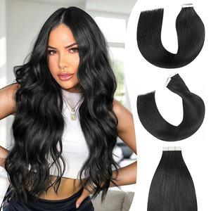 وصلات شعر لاصقة غير مرئية بطول 22 بوصة بلون طبيعي داكن 1B، وصلات شعر مستقيمة بالجملة من الشعر البشري الطبيعي 100٪ - Product Image 1