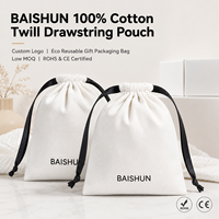 Pochette en coton sergé réutilisable avec logo personnalisé, sacs à cordon en coton pour vêtements et chaussures
